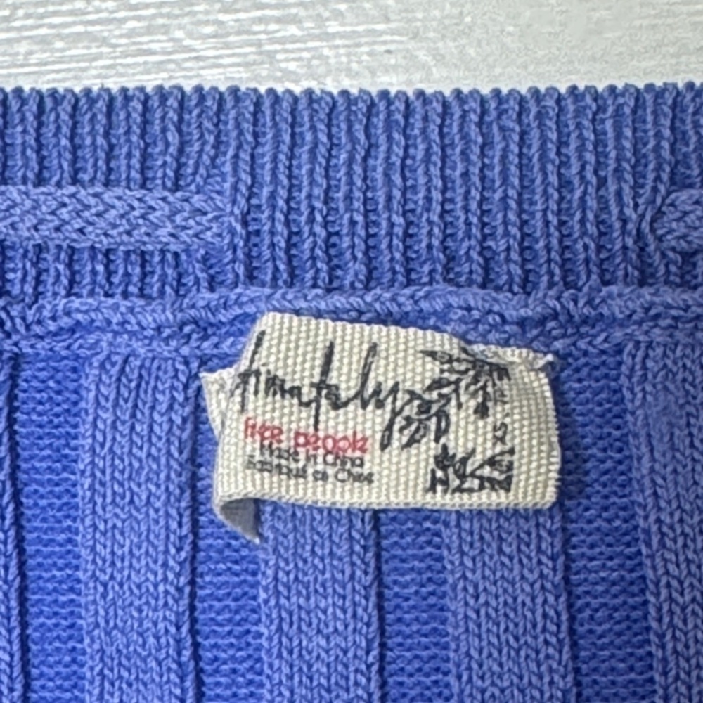 Intimately Free People Blue Ribbed Knit Ruffle Tie Front Short Sleeve Top XS - Picture 3 of 8